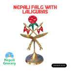 Nepali Flag with Laliguras and Khukuri